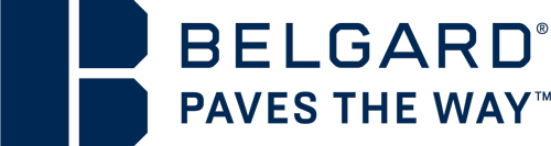 Belgard logo with large "B" icon and tagline "BELGARD PAVES THE WAY" in blue text on a light background.
