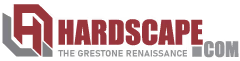 Logo with large red "H" icon, "HARDSCAPE" text, and tagline "THE GRESTONE RENAISSANCE" underneath.